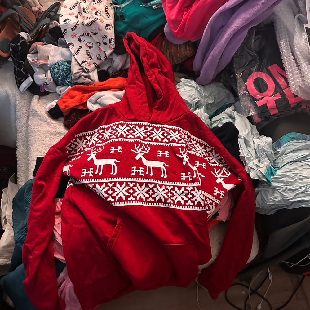Red Reindeer Pattern Women's Hoodie